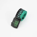 Detail of green flame pattern on black canvas belt with matte black metal buckle - Flame Pattern Flat Buckle (Dark Green)