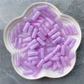 DIY purple cylindrical cloud-marbled acrylic tube beads in a white ceramic petal dish - 8x20mm / Light Purple