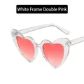 Glitzernde herzförmige Sonnenbrille in Weiß mit rosa Verlaufsgläsern für Damen - Weißer Rahmen Rosa Verlaufsglas