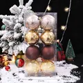 Set di 8 palline di Natale di lusso in oro, ambra e texture con effetto neve - Set Oro e Caffè-8 pezzi