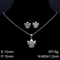Set gioielli angelo in argento con collana da 400mm e orecchini con dettagli dimensionali - Color Acciaio (Collana+Orecchini)