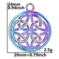 Macro view of a 20mm rainbow Celtic knot pendant with dimensions 24mm height and 2.5g weight - Pendant / Rainbow