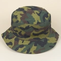 Detail of military green camouflage bucket hat showing durable canvas stitching and camo pattern - M (56-58cm) / Camouflage
