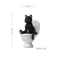 Figurine miniature de chat noir sur toilettes pour décoration de micro-paysage créatif - Jouet en peluche / Noir (Chat assis sur les toilettes)