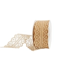 Roll of khaki lace ribbon with scalloped edges for gift wrapping and DIY crafts - S016