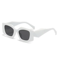 Modern white thick frame geometric rectangular sunglasses with dark grey UV lenses - White Frame Dark Grey Lens