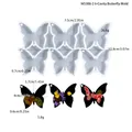 Vista detallada del molde de silicona de mariposa con medidas y colgantes de resina floral - Molde de Colgante de Mariposa de 6 Cavidades