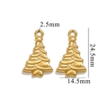 Golden Christmas tree pendant in matte stainless steel with precise size measurements - Christmas Tree 617 / Gold