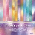 Iridescent Hue 6x6 inch scrapbook paper pad with 12 colorful metallic design patterns - R2336b 24 Sheets