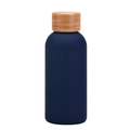 350ml minimalist stainless steel vacuum flask with navy matte finish and bamboo lid - 350ml / Indigo Blue