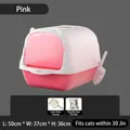 Enclosed pink cat litter box with transparent door and cleaning scoop, 50x37x36cm size - Large (50*37*36cm) / Millennium Pink