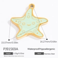 Starfish pendant in mint green with gold stainless steel edges for DIY necklaces - Gold Blue Enamel Starfish Pendant (PJ91569A)