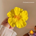 Realistic yellow hibiscus flower hair clip with natural petal texture for beach hair accessories - Yellow Hibiscus
