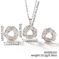 Dettagli delle dimensioni del set di gioielli in argento con pietre di zirconia - Stile Spirale Geometrica con Nodo a Tre Petali (KSS00102) / Argento