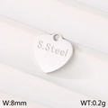 Silver heart-shaped stainless steel pendant tag for DIY jewelry with 8mm width - Steel Color Heart (KLJ9161-Z)