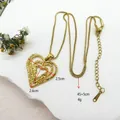 Three-layer hollow heart pendant necklace in golden stainless steel with link chain - 3-Layer Hollow Heart Style