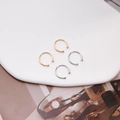Set de cuatro earcuffs minimalistas de plata de ley S925 en acabado dorado y plateado - Platino Bañado (Plata S925) / Gancho de Oreja de Hueso