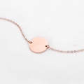 Rose gold stainless steel bracelet featuring a round blank disc charm for engraving - Rose Gold