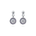 Vintage S925 Sterling Silber Evil Eye Ohrstecker mit violetten und weißen Kristallen - Weißgold