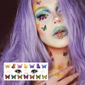 Waterproof butterfly face tattoo stickers FF-040 for party makeup and festive look - Colorful Butterfly Eyelashes Style (FF-040)