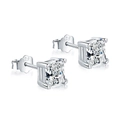Square cut S925 sterling silver stud earrings with sparkling clear zircon inlay - Square Silver-6MM (NE1D0020-S-W-WH#6MM)