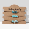 Three-piece set of blue irregular natural stone bracelets on a display card - FK0064 Blue Tone Turquoise Set