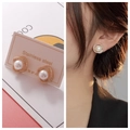 Elegant gold stainless steel pearl earrings with zircon inlay for a stylish daily look - 35# Surrounded Zircon Pearl