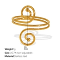 Golden double-layered spiral stainless steel ring in US size 7 with 20mm diameter - US Size 7# / JZ110 Spiral Ring / Gold