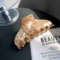 Large tortoiseshell acetate hair claw clip with beige marble pattern for women - Apricot 10cm