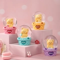 Charming bear crystal ball night light ornaments with woven base in various pastel colors - Butter Bear Style (No. 2) / Large With Light And Snow