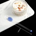 Charming 148mm blue round head glass stirring spoon on a white marble tray - Blue Jade