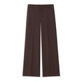 Women's dark brown pinstripe wide-leg business casual trousers in a clean flat-lay view - XS / Dark Brown Pinstripe - Pants