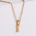 Minimalist 18k gold plated stainless steel necklace with 3D thick letter I pendant - Letter I