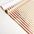 Elegant rose gold and white striped wrapping paper roll with metallic foil finish - White Background Horizontal Stripes; 43CM*3M