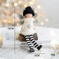 Christmas angel doll in black and white knit outfit with glitter wings and long striped legs - Type F / Grey Long Leg Elf (Sitting)