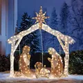 Outdoor glowing Christmas nativity scene garden decor with warm yellow LED lighting - 30cm / Style B Glowing