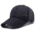Dunkelblaue atmungsaktive Mesh-Baseballkappe mit goldenem Weizenemblem und langem Schirm - Verstellbar / Marineblau