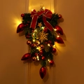 Eleganter umgekehrter Weihnachtsbaum-Türhänger mit warmen LED-Lichtern und roter Schleife - Roter Stil C Mit Lichterkette / Rote Schleife Stil C Mit Warmem Licht