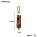Handmade stainless steel pendant with five Tiger Eye stone beads in gold finish - Tiger Eye