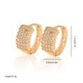 Gold-plated hoop earrings with cubic zirconia inlay and professional dimensions display - EH070 Tiered Multi-row