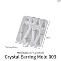 DIY silicone resin mold for earrings with size chart showing dimensions and thickness - Crystal Earring Mold 003