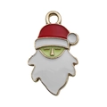 Ciondolo Babbo Natale in smalto con cappello rosso e cornice d'oro per gioielli - Stile Testa Babbo Natale (15550) / 1 Pezzo (24x14mm)