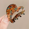 Tortoiseshell heart-shaped spring hair clip in amber and teal with handmade texture - 2024 New: Glazed Color
