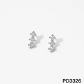 Minimalistische silberne Edelstahl-Ohrstecker mit drei vertikalen Zirkonia-Steinen - Silber (PD3326)