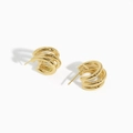 Classic golden multi-layer circular stud earrings with a modern minimalist ring design - Gold Semi-Circle Style