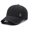 Black breathable quick-dry sun protection baseball cap with R letter logo design - Adjustable / Black