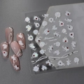 3D embossed white butterfly nail art stickers with pearls and crystals style Co-125 - White Embossed Camellia Butterfly (CO-125)