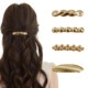Set of four golden geometric metal hair clips with twisted and beaded designs for women - Set 4 (4 Pieces)