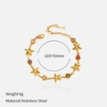 Golden double-layer stainless steel star bracelet with colorful gemstones and floral charms - Star Moon Colorful Gem Bracelet