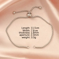 Detailed view of silver stainless steel adjustable bolo bracelet chain with measurements - 1.8x11.5cm / Steel